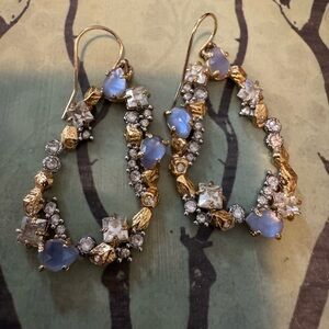 Alexis Bittar Elegant Gold and Bluish Lavender Stone Earrings
